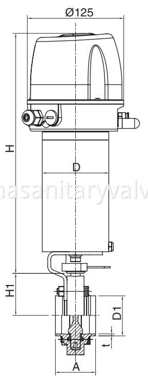 Intelligent Pneumatic Butterfly Valve Weld 3A SMS DS ISO